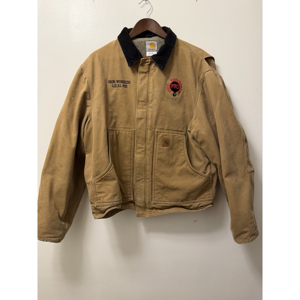 Carhartt Brown Arctic Jacket Sherpa Lined Men's Large LA Iron Workers Rn# 14806